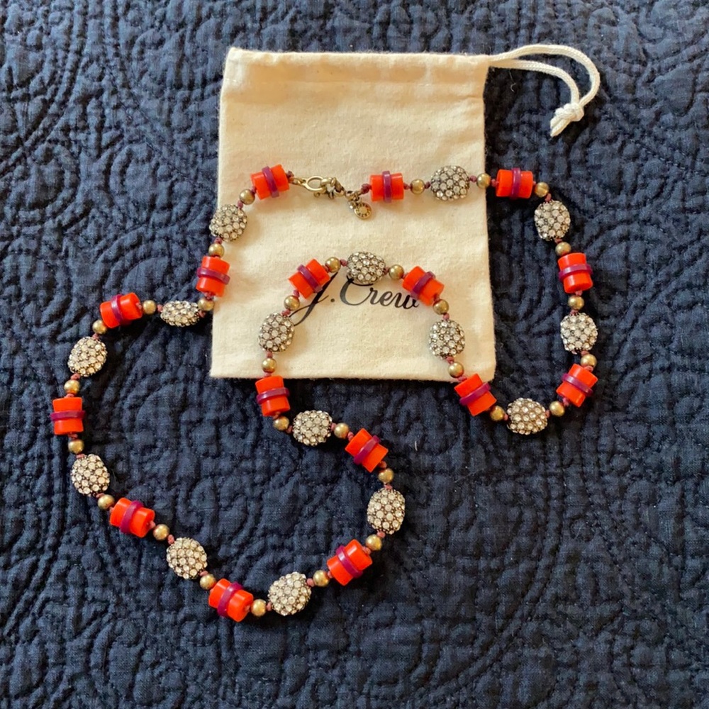 J. Crew Gold, Crystal, Orange & Purple Necklace